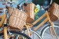 close up of Row of bicycles selective focus , Royalty Free Stock Photo