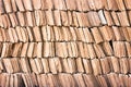 Row of brown clay roof tiles patterns texture or background Royalty Free Stock Photo