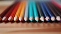 A close up of a row of colored pencils lined up on top of each other, AI Royalty Free Stock Photo