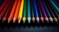 A close up of a row of colored pencils lined up on top of each other, AI Royalty Free Stock Photo