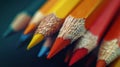 Close Up of a Row of Colored Pencils Royalty Free Stock Photo