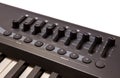 Close-up of a row of faders on a MIDI controller Royalty Free Stock Photo