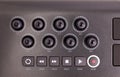Close-up of a row of knobs on a MIDI controller Keyboard