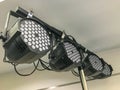row of LED Par Light on pole Royalty Free Stock Photo
