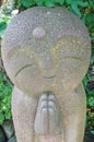 Close-up row of stone Jizo Bodhisattva statues in the Hase-dera temple