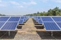 Close up rows array of polycrystalline silicon solar cells or photovoltaic cells in solar power plant station