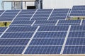 Close up rows array of polycrystalline silicon solar cells or photovoltaics cell in solar power plant station Royalty Free Stock Photo