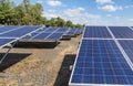 Close up rows array of polycrystalline silicon solar cells or photovoltaics in solar power plant alternative renewable energy from Royalty Free Stock Photo