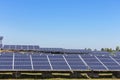 Close up rows array of polycrystalline silicon solar cells or photovoltaics in solar power plant alternative renewable energy from Royalty Free Stock Photo