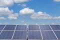 Close up rows array of polycrystalline silicon solar cells or photovoltaics in solar power plant