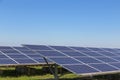 Close up rows array of polycrystalline silicon solar cells or photovoltaics in solar power plant alternative renewable energy fro Royalty Free Stock Photo