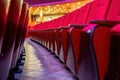 Close-up of rows of red seats in a theater Royalty Free Stock Photo