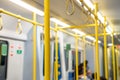 Close up the rubber - plastic cable hand holding in airport rail link train Royalty Free Stock Photo