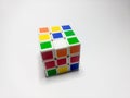 Close up of rubik`s cube isolated on white background Royalty Free Stock Photo