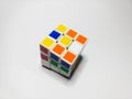 Close up of rubik`s cube isolated on white background Royalty Free Stock Photo