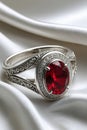 Close up of a ruby and diamond ring,Generative AI Royalty Free Stock Photo