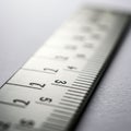 Close-up of a ruler displaying numerical measurements in centimeters. The ruler is