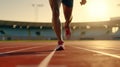 Close-up of runner legs in the stadium