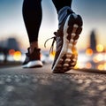 Close-Up of a Runner\'s Shoe in Action. Royalty Free Stock Photo