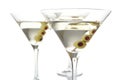 Close-up russian martinis with vodka isolated on white