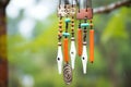 close-up of a rust-free wind chime after the rain Royalty Free Stock Photo