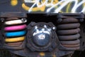 Close-up of rusted springs on freight train boxcar, Sterling, Colorado