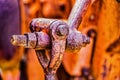 Close-up of rusted tractor joint Royalty Free Stock Photo