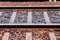 Close up the rusted train tracks Royalty Free Stock Photo