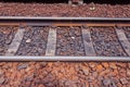 Close up the rusted train tracks Royalty Free Stock Photo