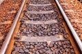 Close up the rusted train tracks Royalty Free Stock Photo