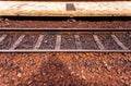 Close up the rusted train tracks Royalty Free Stock Photo