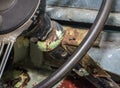 Close up of Rusted Vintage Steering Wheel