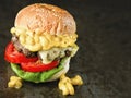 Rustic american mac and cheese hamburger Royalty Free Stock Photo