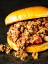 Rustic american sloppy joe burger Royalty Free Stock Photo