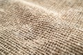 Close-Up of Rustic Burlap Texture Background, Detailed Macro of Coarse Woven Fabric Material Royalty Free Stock Photo