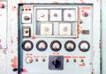 Close up Rustic control panel of old machine,grunge object