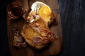 rustic french toast with bacon and egg