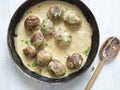 Rustic swedish meatballs in a pan Royalty Free Stock Photo