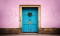 Close up of a rustic wooden entrance door