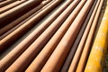 Close up of rusting steel pipes Royalty Free Stock Photo