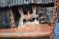 Close Up of Rusty Anchor on a Tug Royalty Free Stock Photo