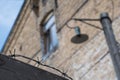 Close-up of a rusty barbed wire fence surrounding a concentration and extermination camp Royalty Free Stock Photo