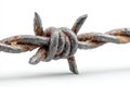 Close-up of rusty barbed wire showing corrosion, isolated on a white background Royalty Free Stock Photo