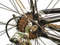 Close up of rusty bicycle gears Royalty Free Stock Photo