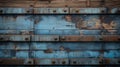 a close up of a rusty blue wall with rivets on it