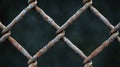 Close-up of a rusty chain link fence.