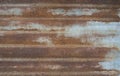 Close up of a rusty corrugated iron metal texture,Zinc wall Royalty Free Stock Photo