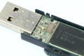 Close up of the rusty damaged circuitry of a flash drive Royalty Free Stock Photo