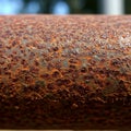 Close-up of a rusty iron surface, displaying a texture with reddish-brown patches Royalty Free Stock Photo