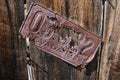 Close up of a 1924 rusty license plate Royalty Free Stock Photo